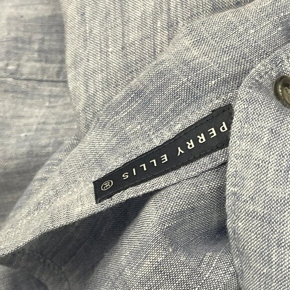 Perry Ellis Short Sleeve Shirt 100% Linen Blue SIZE XLT SEE DESCRIPTION.. - Picture 7 of 11
